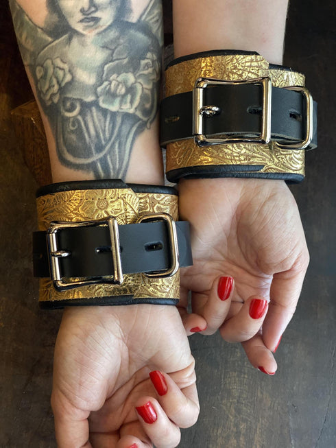 Locking Buckle Wrist Restraints - Metallic