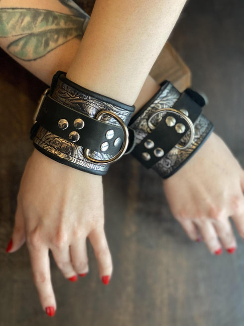 Locking Buckle Wrist Restraints - Metallic