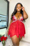 Hopeless Romantic Babydoll Set - Red