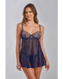 December Delight - Cross Dyed Galloon Lace & Mesh Babydoll - Navy