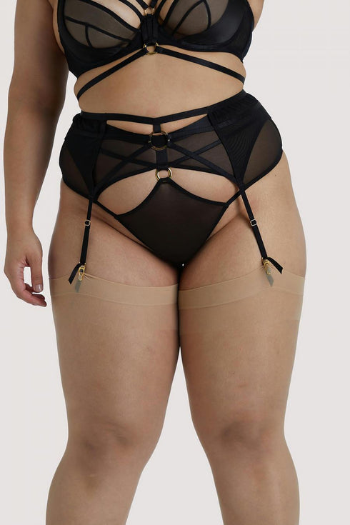 Hustler - Sierra Mesh Gold Ring Cut Out Suspender - Curve