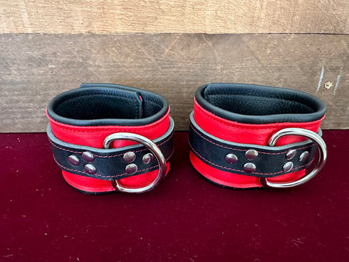 Locking Buckle Ankle Restraints - Red and Black