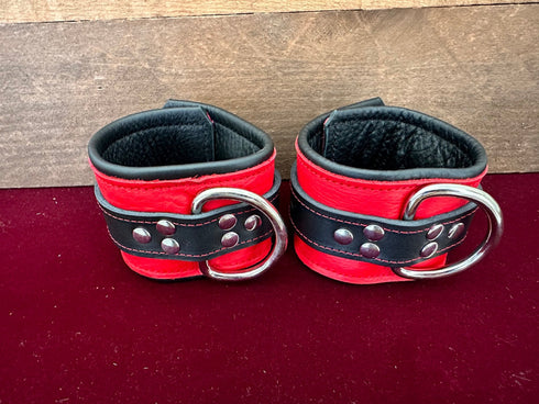 Locking Buckle Wrist Restraints - Red and Black