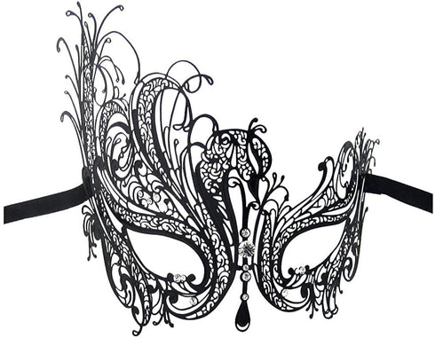 Swan Metal Filigree Laser Cut Venetian Masquerade Mask