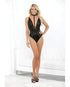 Wet Look and Lace Harness Teddy - Black