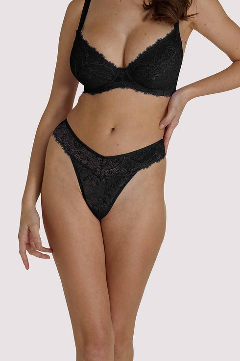 Wolf & Whistle - Ariana Everyday Lace Thong - Black